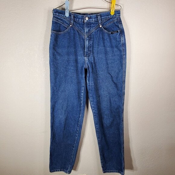 90s Rocky Mountain High-Waist Bareback Womans Size 16L Blue Denim Jeans Y2K - Picture 2 of 15
